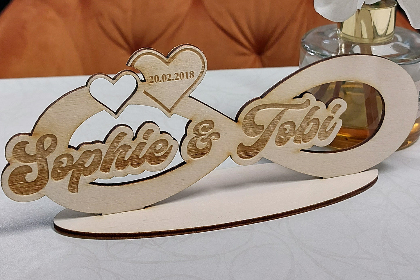 personalisierte Holzgravur "Unendliche Liebe 3"