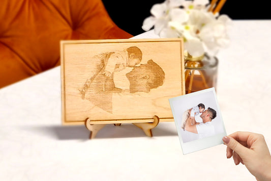 personalisierte Holzgravur "Familie Rechteck mit Rahmen"