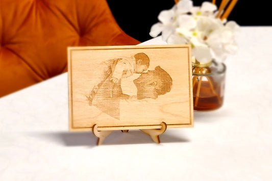 personalisierte Holzgravur "Familie Rechteck mit Rahmen"