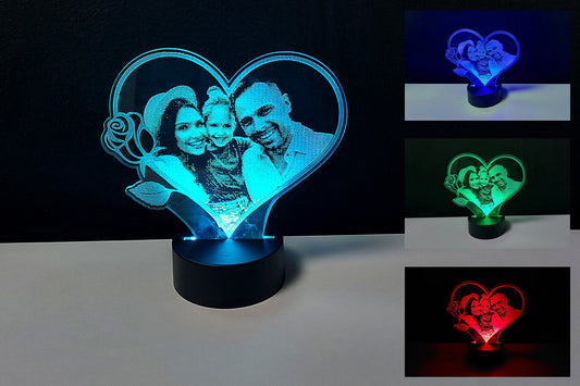 personalisierte Lasergravur "Pärchen Herz mit Rose"