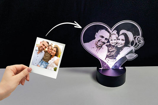 personalisierte Lasergravur "Pärchen Herz mit Rose"