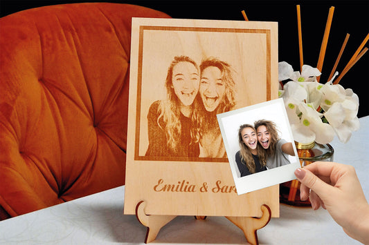 personalisierte Holzgravur "Polaroid"