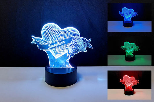 personalisierte Lasergravur "3D Herzmodell mit Text"