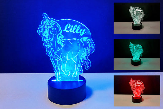 personalisierte Lasergravur "Einhorn mit Name"