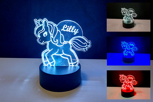 personalisierte Lasergravur "Mini-Einhorn mit Name"