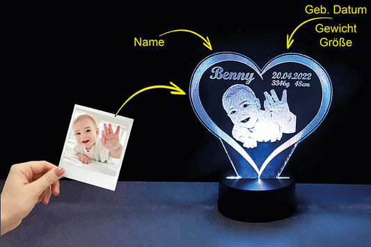 personalisierte Lasergravur "Baby Herz"