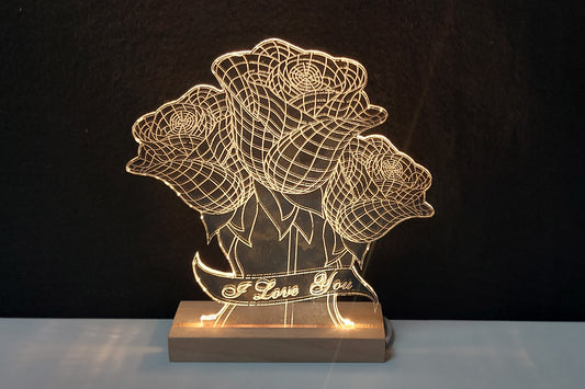 personalisierte Lasergravur "Rosen mit Text"